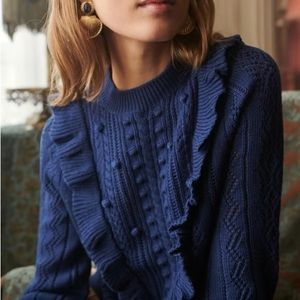Sézane x Manoush Blue Merino Marva Sweater Like New M